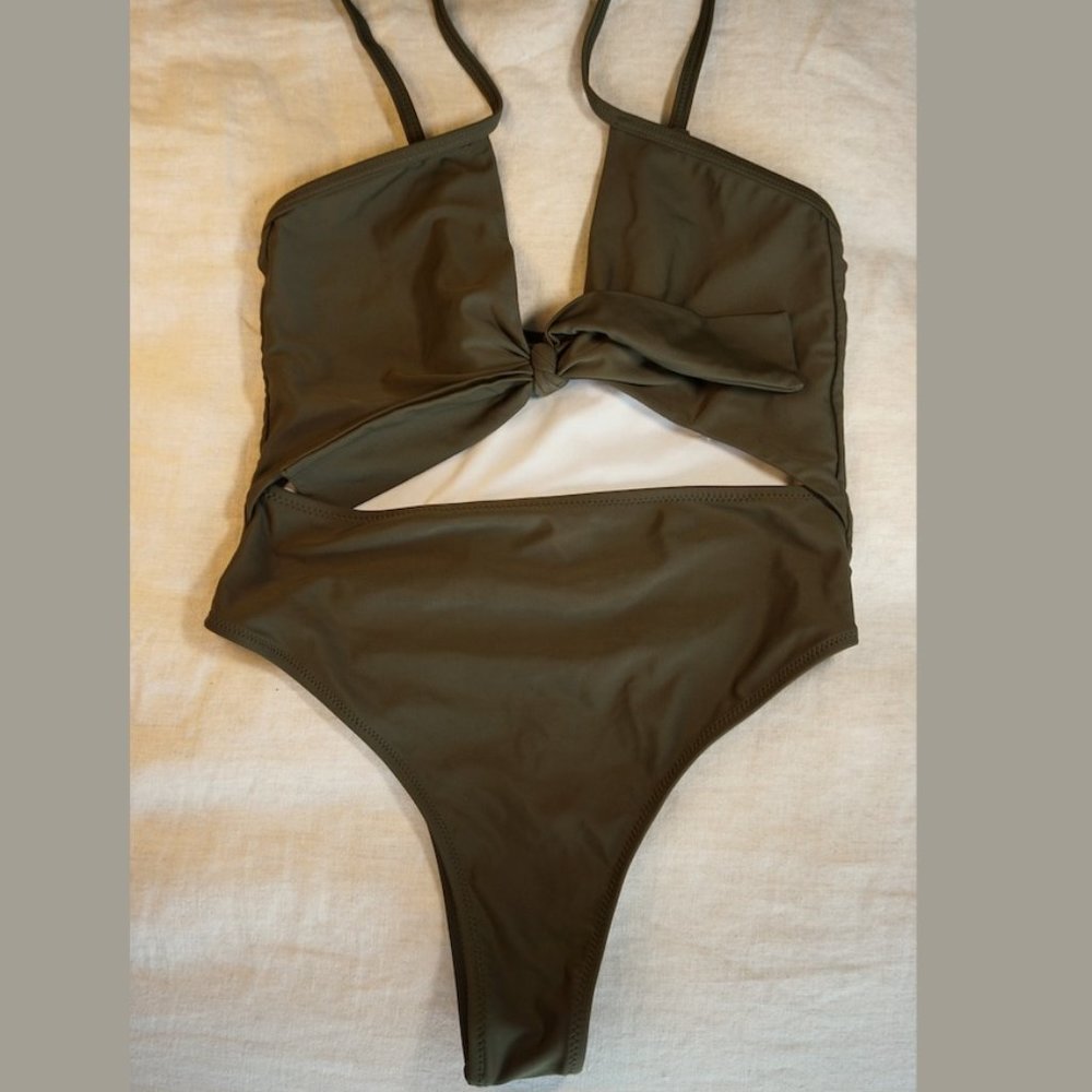 High Waisted Olive Green One-Piece
